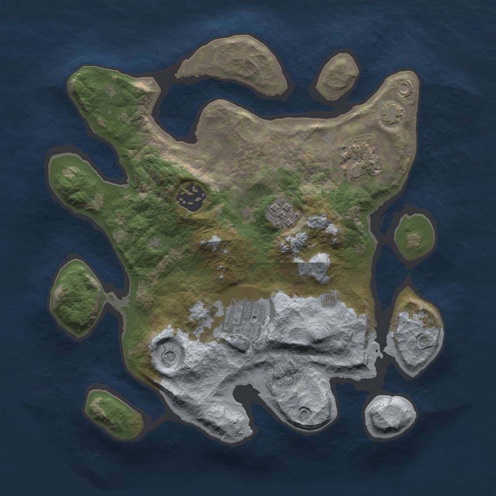 Rust Map: Barren, Size: 2700, Seed: 417129603, 8 Monuments
