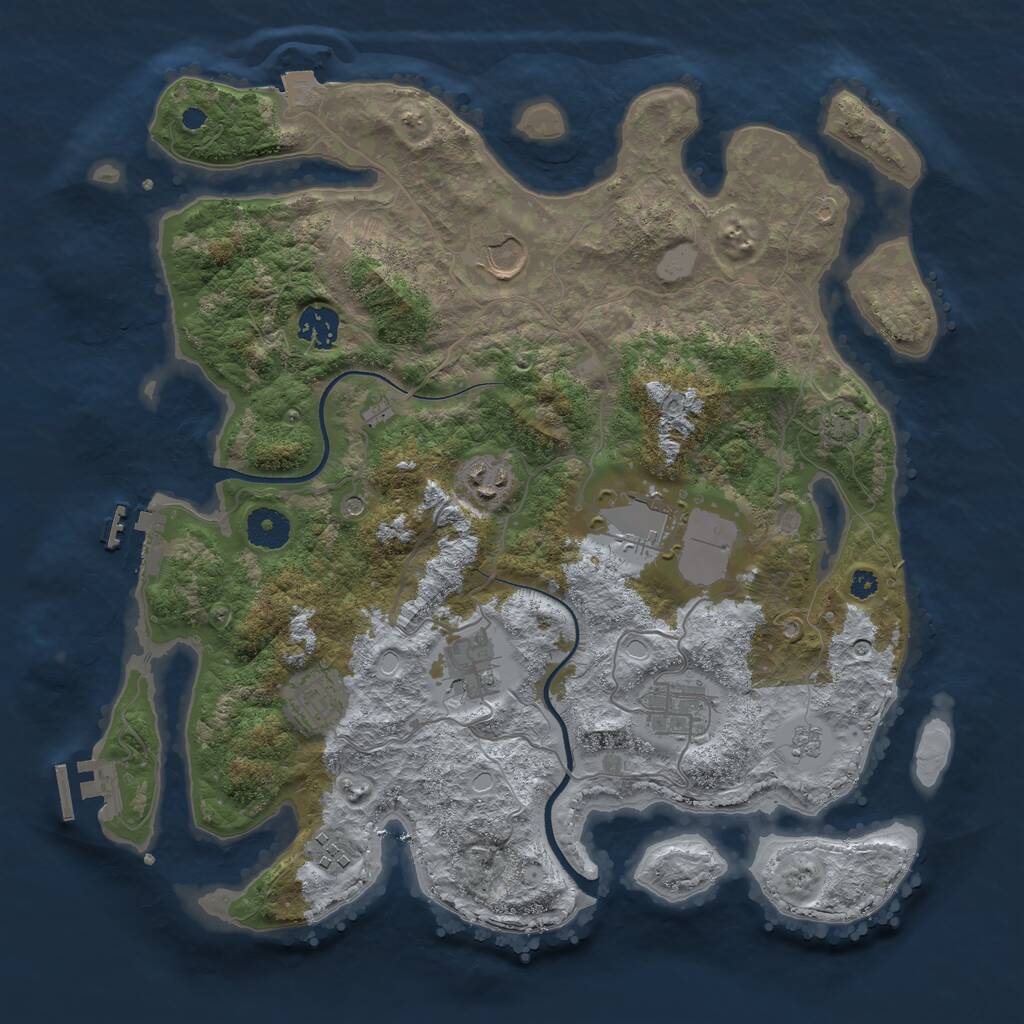 Rust Map: Procedural Map, Size: 3650, Seed: 72626608, 14 Monuments