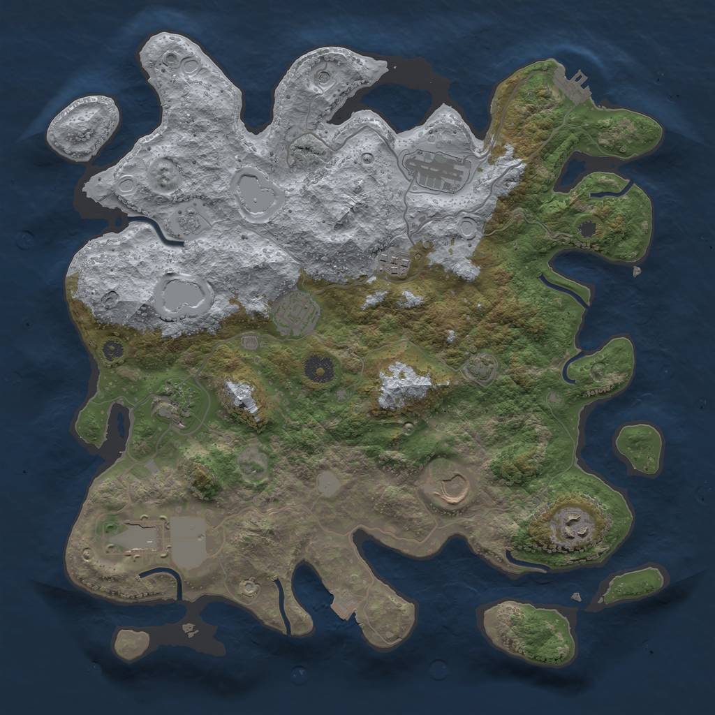 Rust Map: Procedural Map, Size: 3650, Seed: 76116148, 14 Monuments
