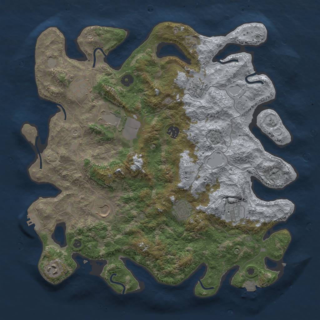 Rust Map: Procedural Map, Size: 3950, Seed: 23324335, 16 Monuments