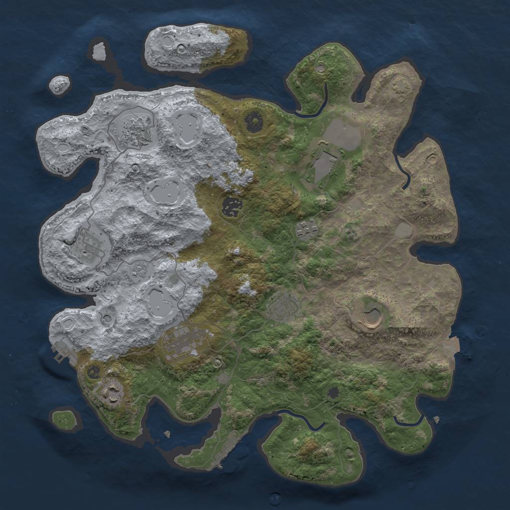 Rust Map: Procedural Map, Size: 3750, Seed: 51096069, 17 Monuments