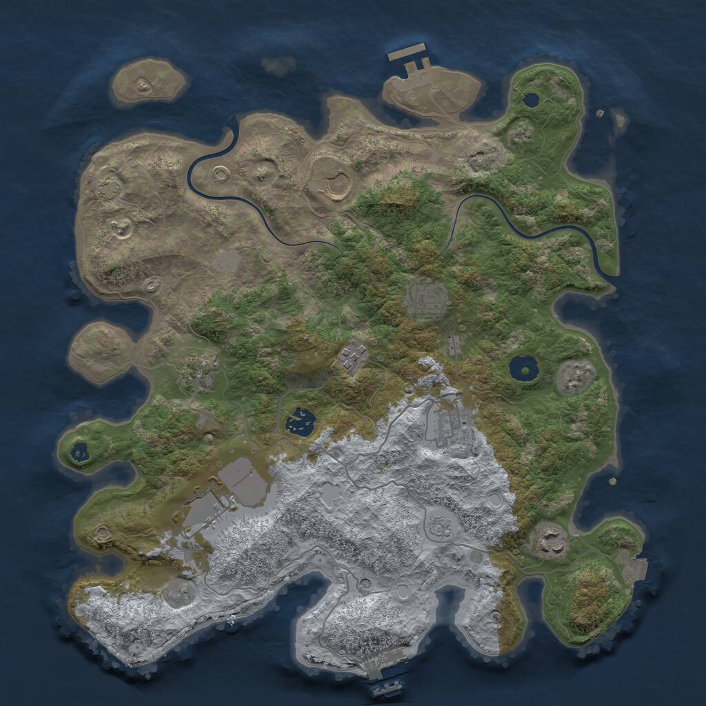 Rust Map: Procedural Map, Size: 3750, Seed: 8534124, 14 Monuments