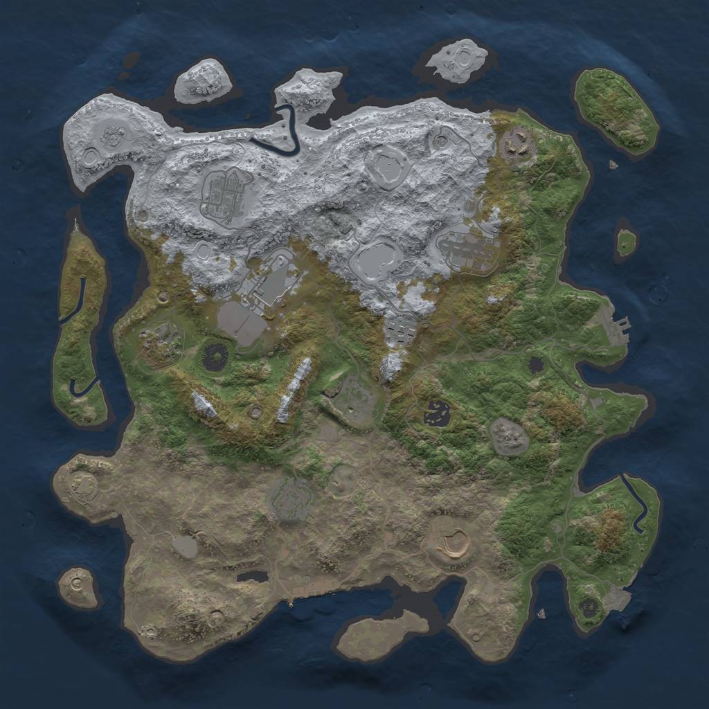 Rust Map: Procedural Map, Size: 3850, Seed: 32796888, 18 Monuments