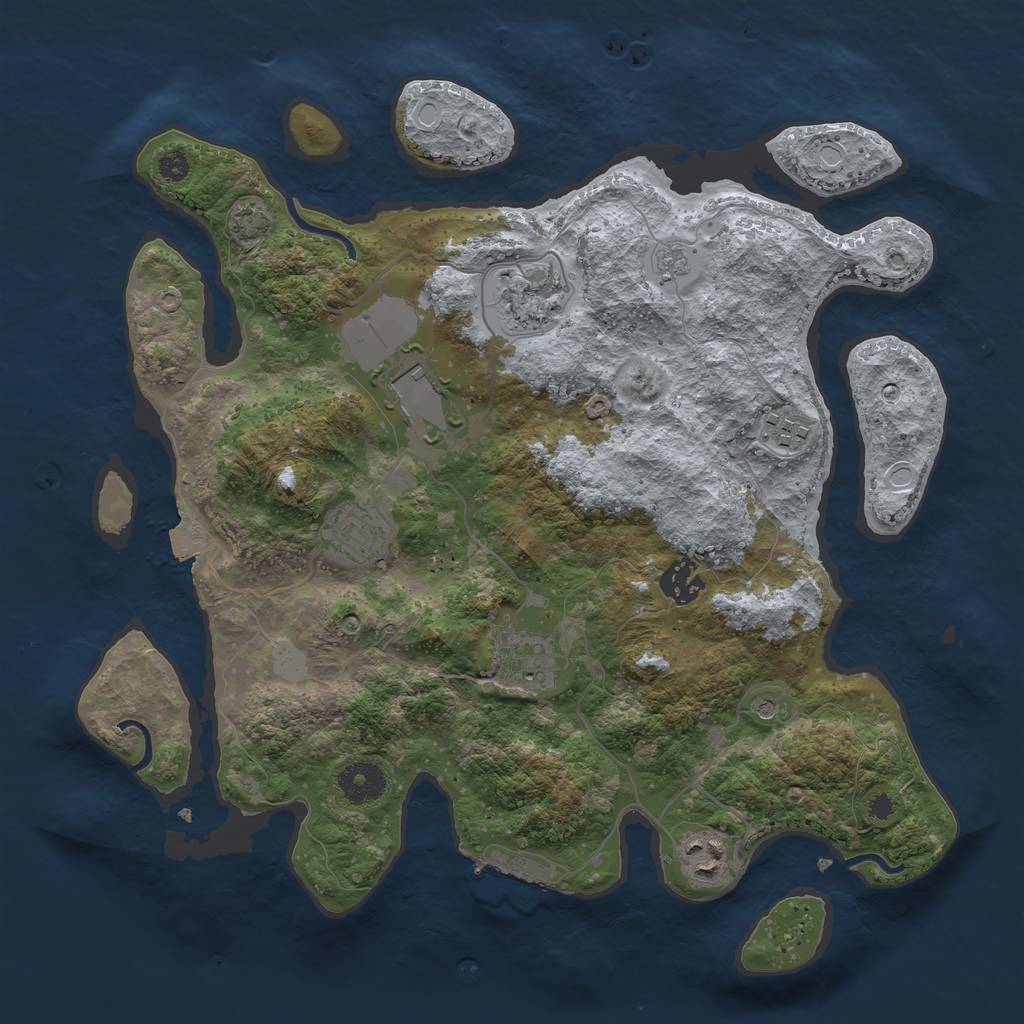 Rust Map: Procedural Map, Size: 3500, Seed: 72148042, 14 Monuments