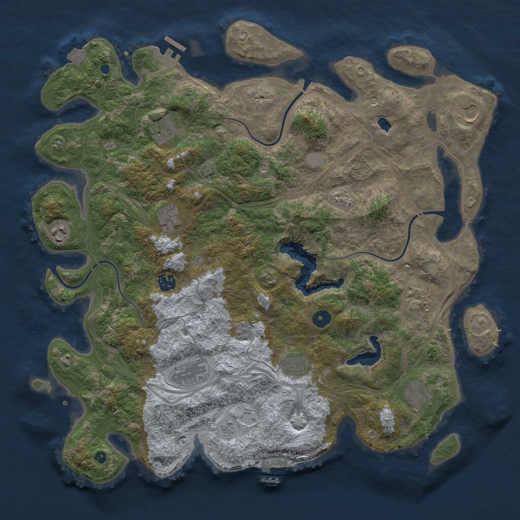 Rust Map: Procedural Map, Size: 4400, Seed: 49064244, 16 Monuments