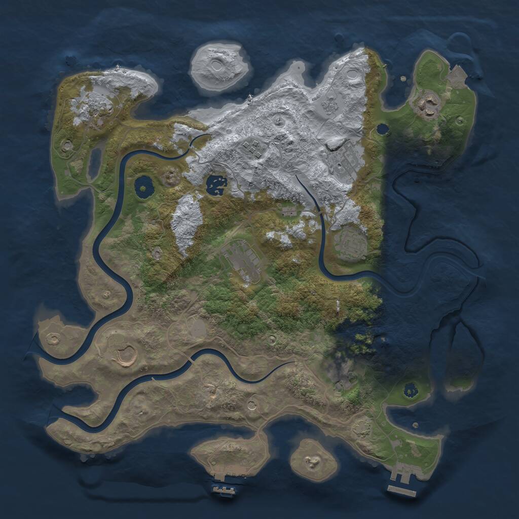 Rust Map: Procedural Map, Size: 3650, Seed: 48412832, 15 Monuments