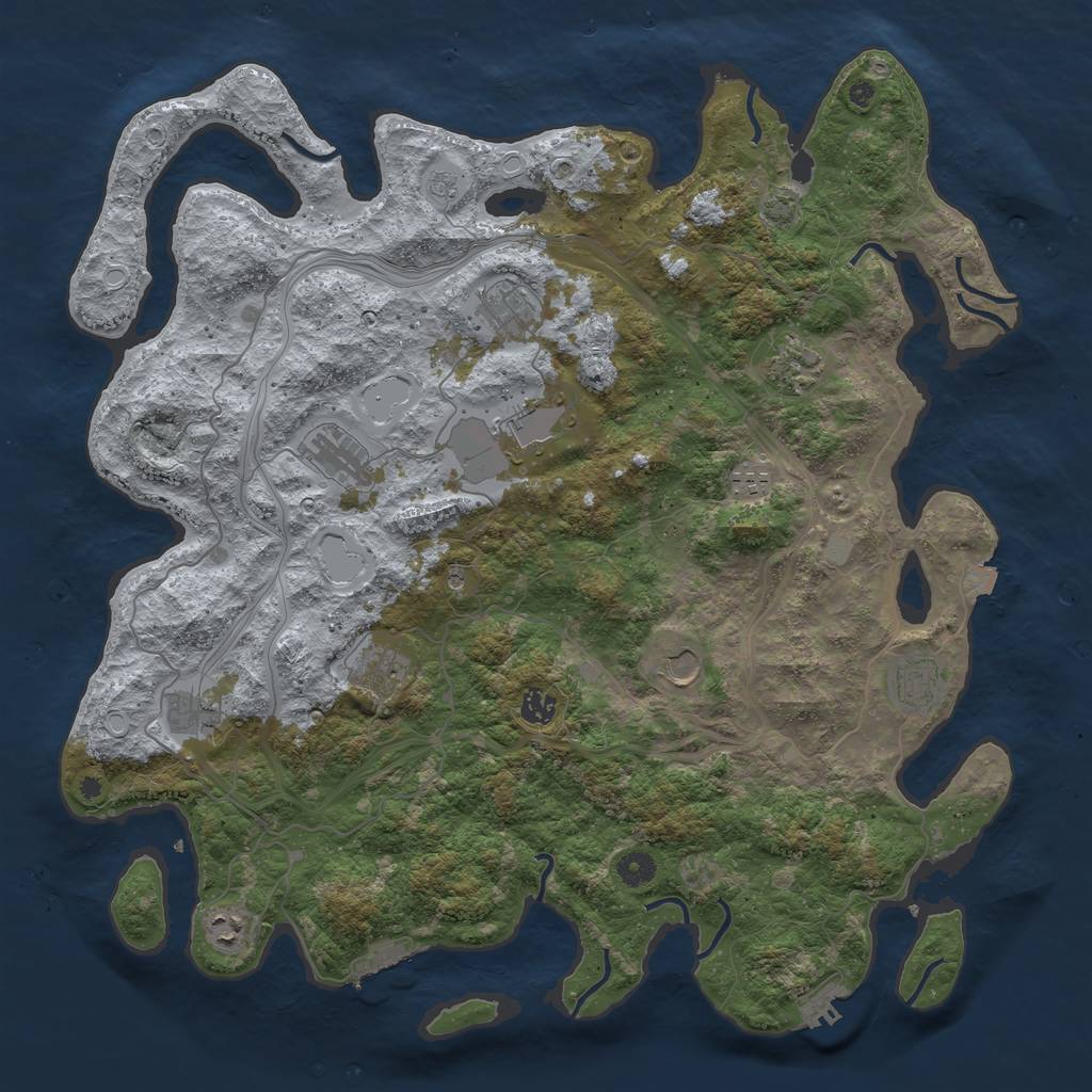 Rust Map: Procedural Map, Size: 4500, Seed: 841078805, 19 Monuments