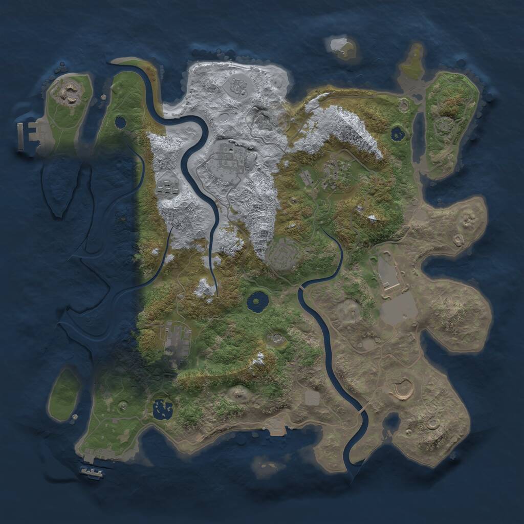 Rust Map: Procedural Map, Size: 3750, Seed: 61071517, 15 Monuments