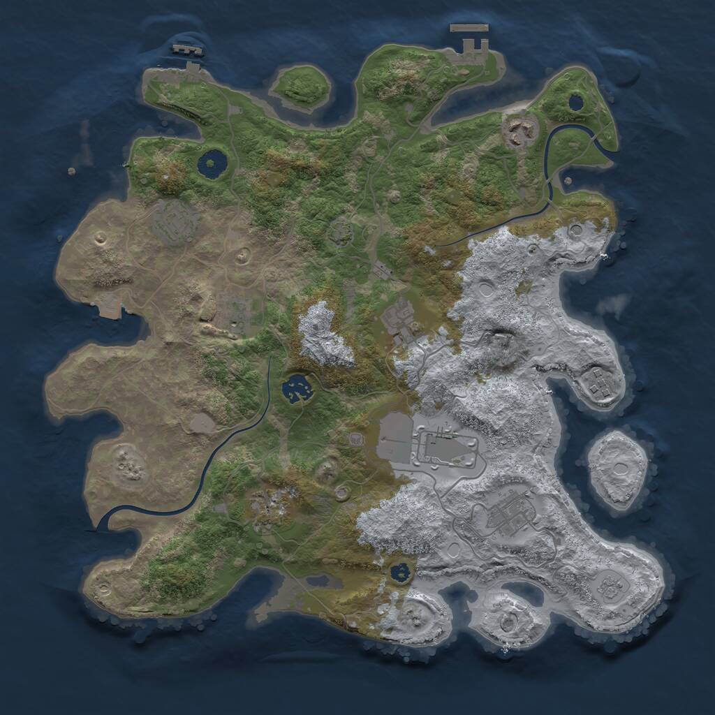 Rust Map: Procedural Map, Size: 3750, Seed: 24119157, 15 Monuments