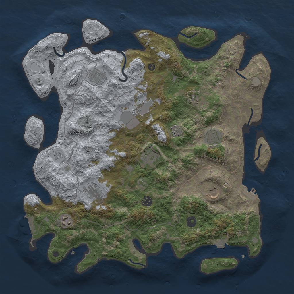 Rust Map: Procedural Map, Size: 4100, Seed: 57612528, 18 Monuments