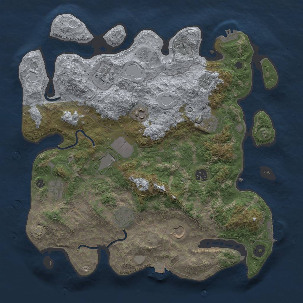 Rust Map: Procedural Map, Size: 3700, Seed: 17249809, 16 Monuments