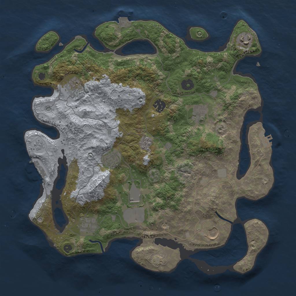 Rust Map: Procedural Map, Size: 3650, Seed: 42031289, 17 Monuments