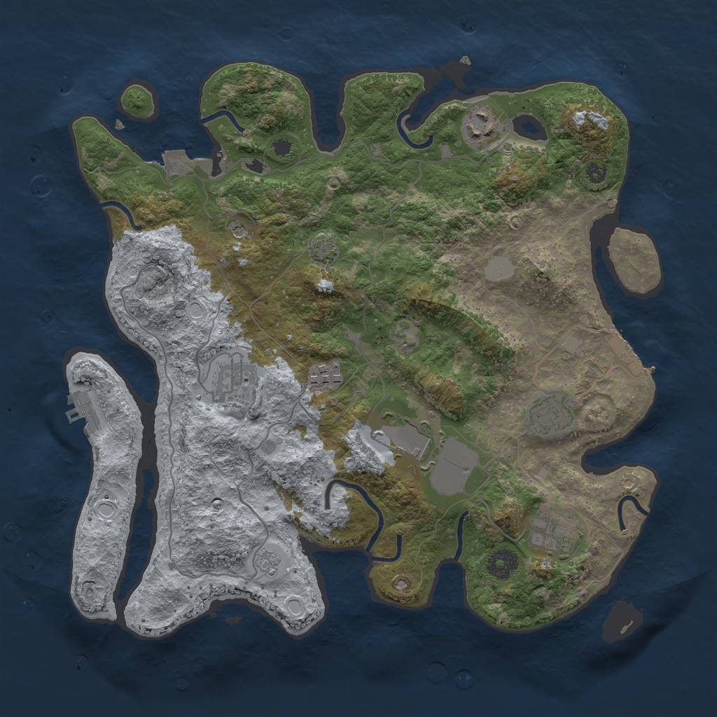 Rust Map: Procedural Map, Size: 3500, Seed: 89360975, 14 Monuments