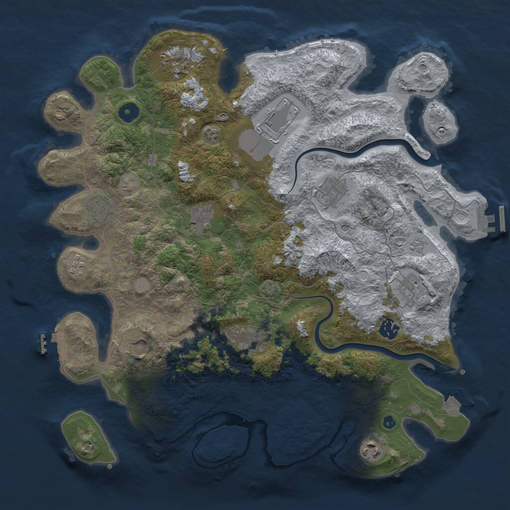 Rust Map: Procedural Map, Size: 3950, Seed: 13917919, 17 Monuments