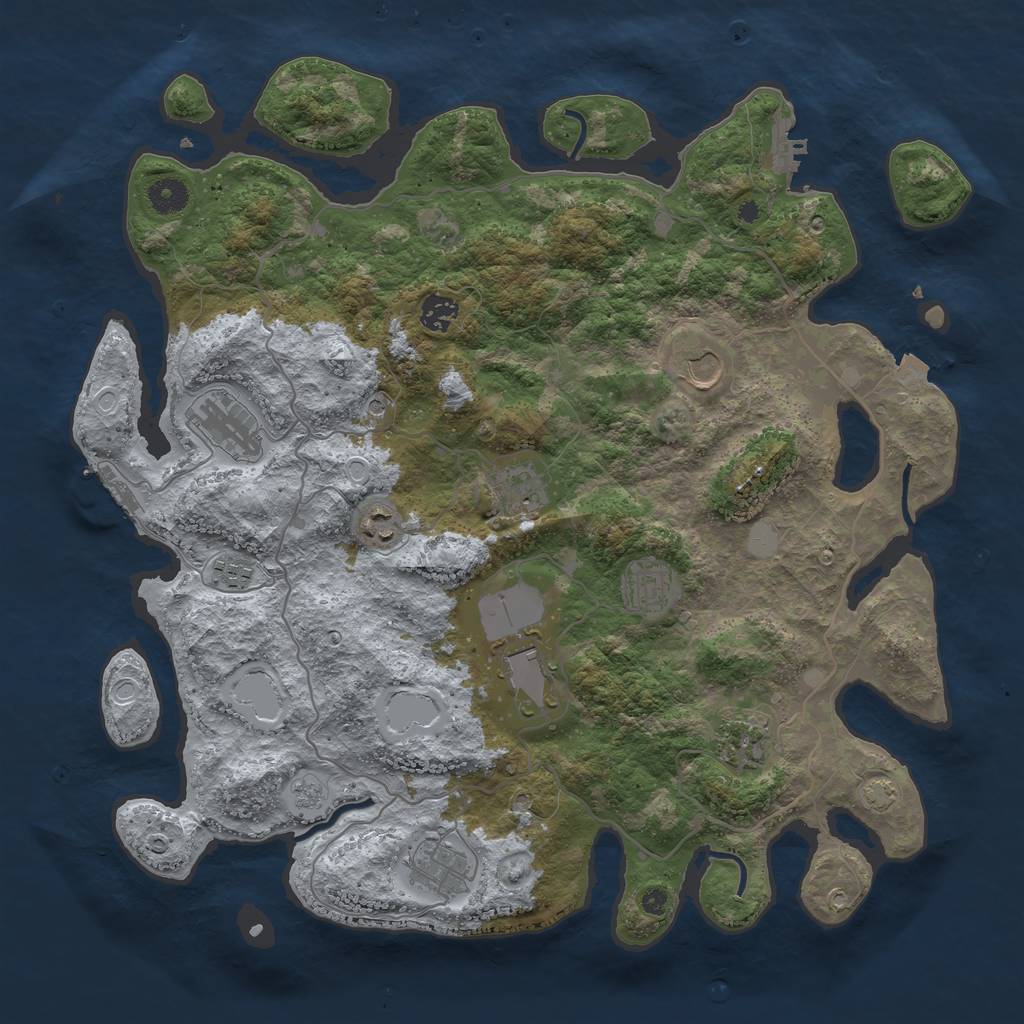 Rust Map: Procedural Map, Size: 4100, Seed: 23403144, 18 Monuments