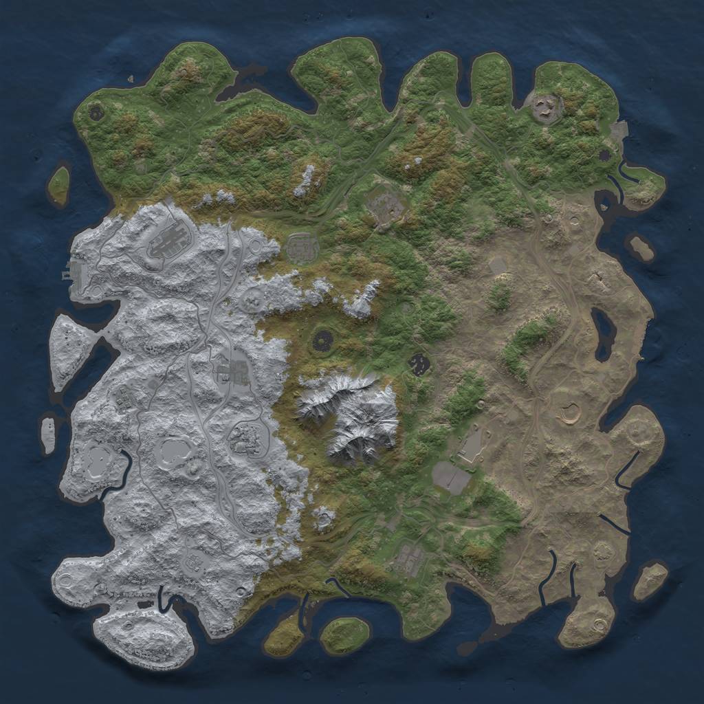 Rust Map: Procedural Map, Size: 5000, Seed: 533663, 19 Monuments