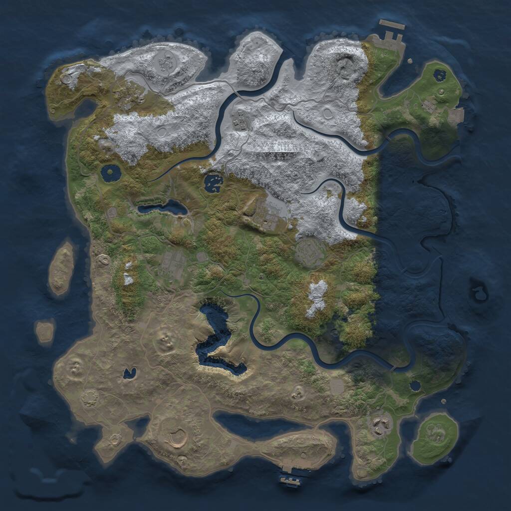 Rust Map: Procedural Map, Size: 4000, Seed: 25943242, 14 Monuments