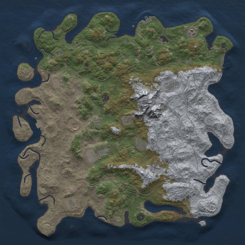 Rust Map: Procedural Map, Size: 5000, Seed: 677191586, 19 Monuments