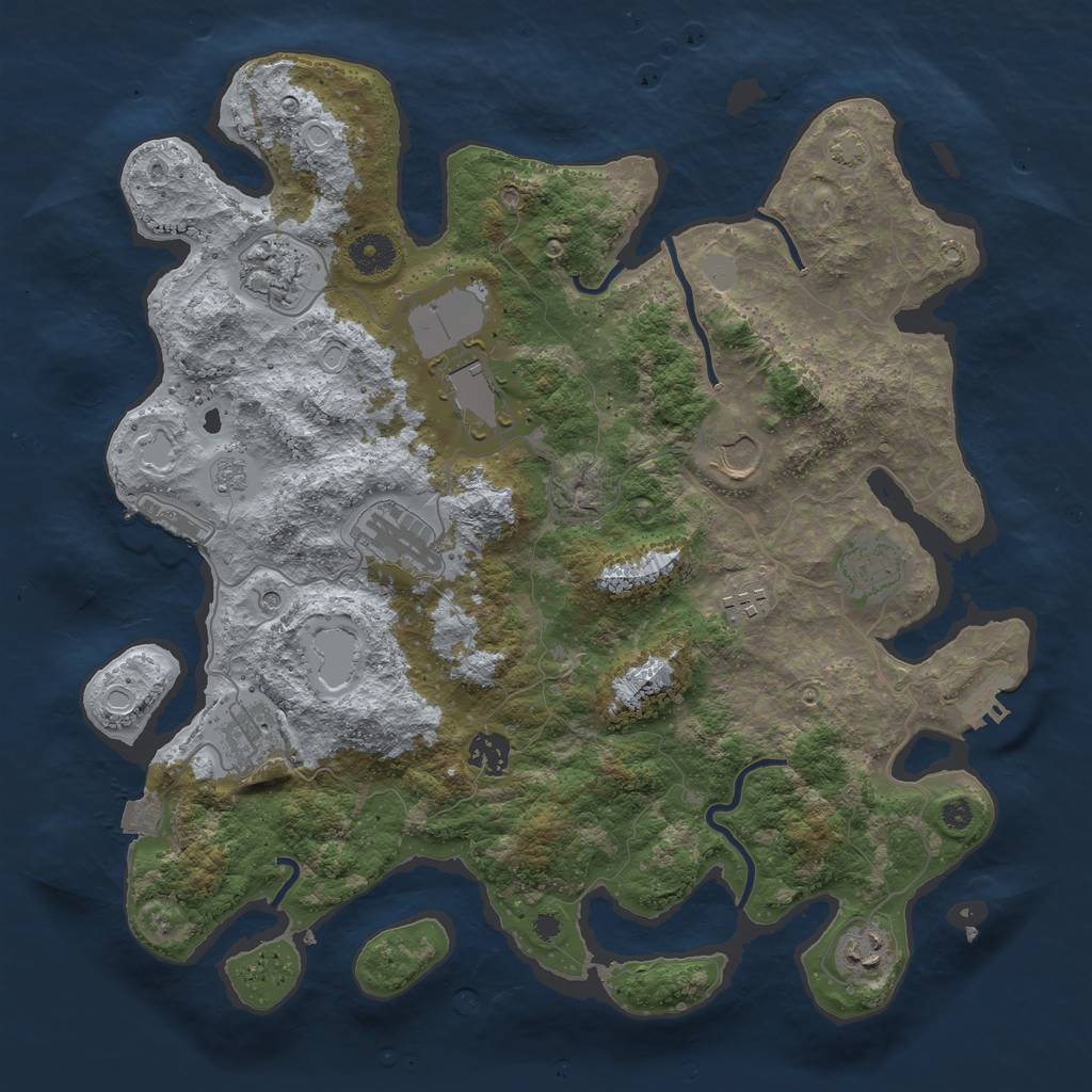 Rust Map: Procedural Map, Size: 3800, Seed: 77126715, 17 Monuments