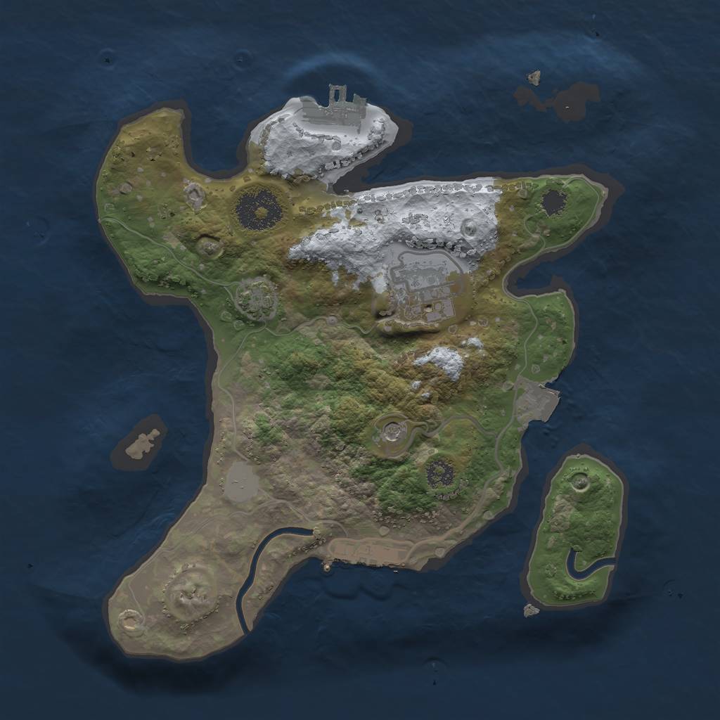 Rust Map: Procedural Map, Size: 2500, Seed: 366176898, 8 Monuments