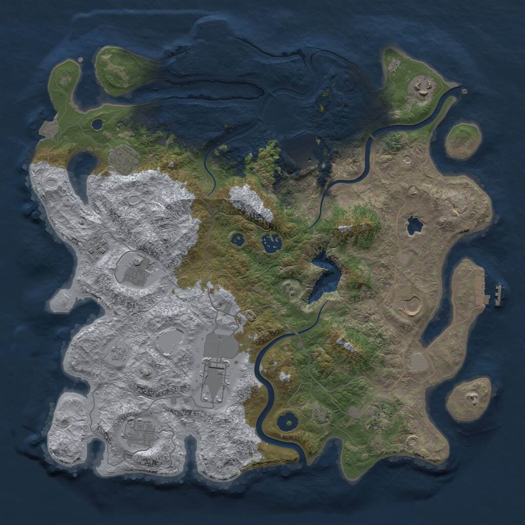Rust Map: Procedural Map, Size: 4000, Seed: 12358, 16 Monuments
