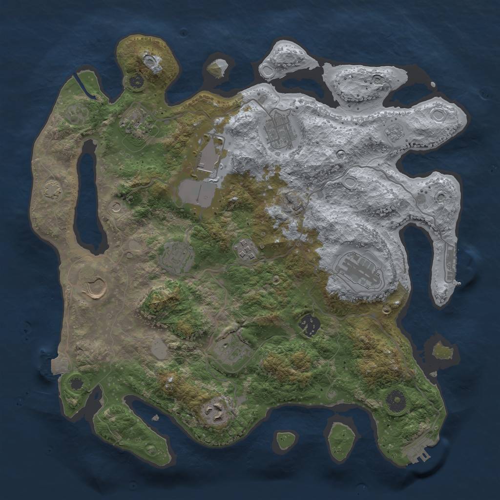 Rust Map: Procedural Map, Size: 3600, Seed: 29429158, 18 Monuments
