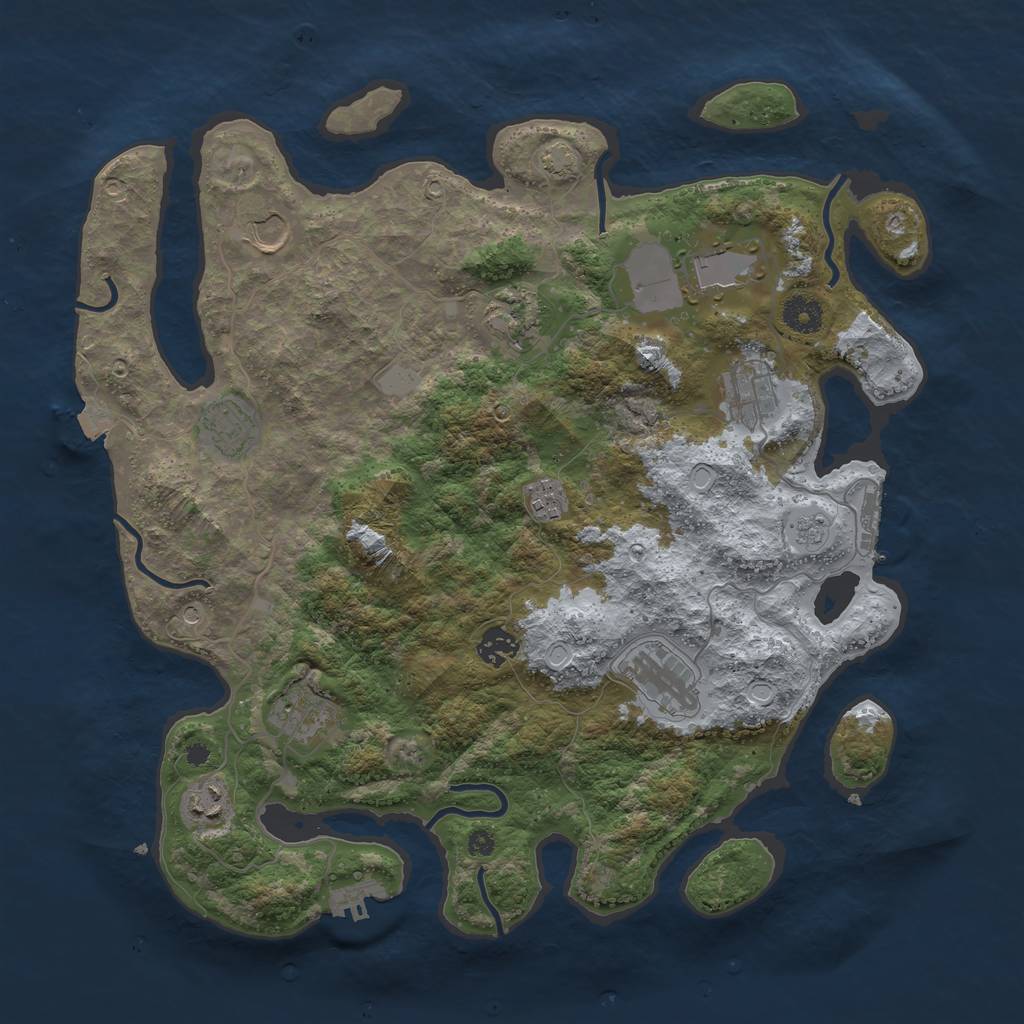 Rust Map: Procedural Map, Size: 3900, Seed: 25786013, 18 Monuments