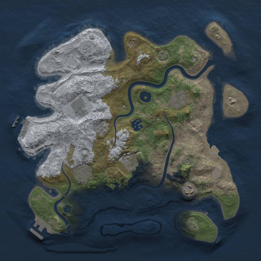 Rust Map: Procedural Map, Size: 3400, Seed: 27990992, 13 Monuments