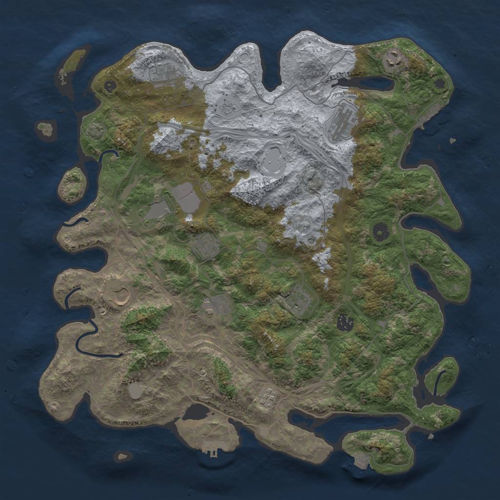 Rust Map: Procedural Map, Size: 4250, Seed: 197247815, 18 Monuments