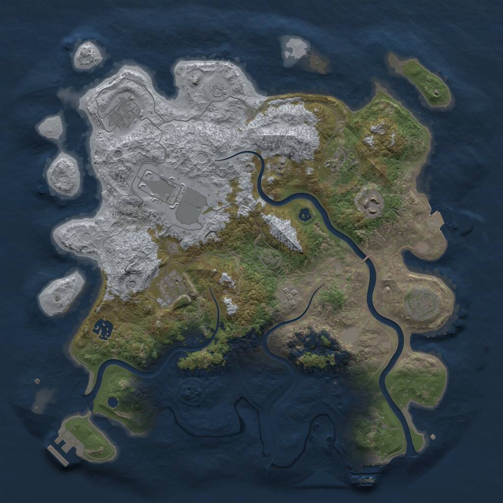 Rust Map: Procedural Map, Size: 3850, Seed: 19707671, 14 Monuments