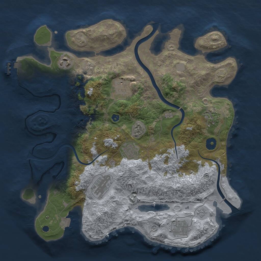 Rust Map: Procedural Map, Size: 3400, Seed: 51188148, 12 Monuments
