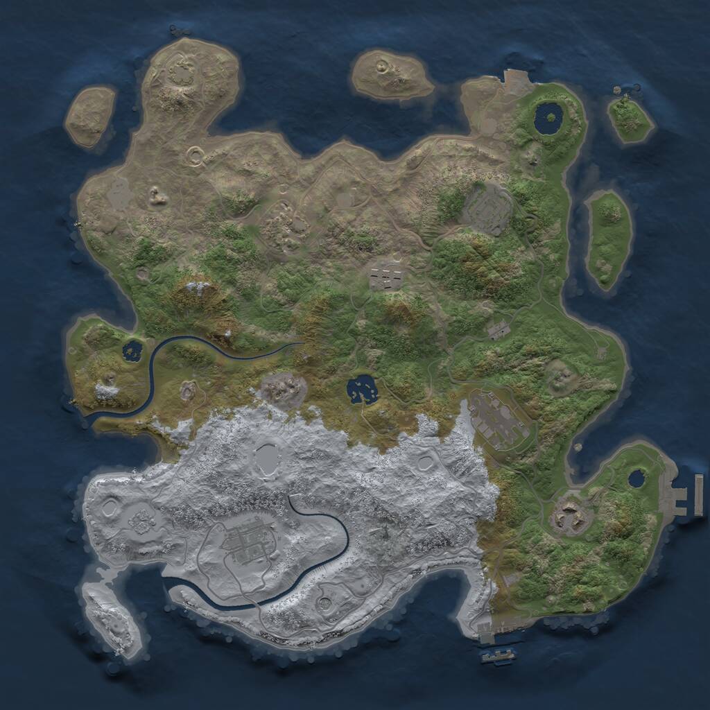 Rust Map: Procedural Map, Size: 3450, Seed: 6942000, 13 Monuments