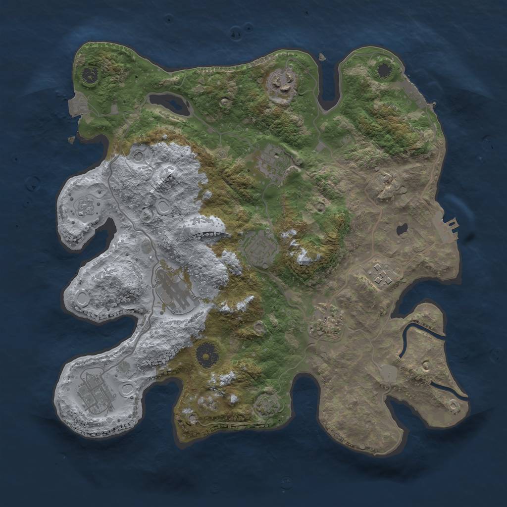 Rust Map: Procedural Map, Size: 3250, Seed: 2113539038, 15 Monuments