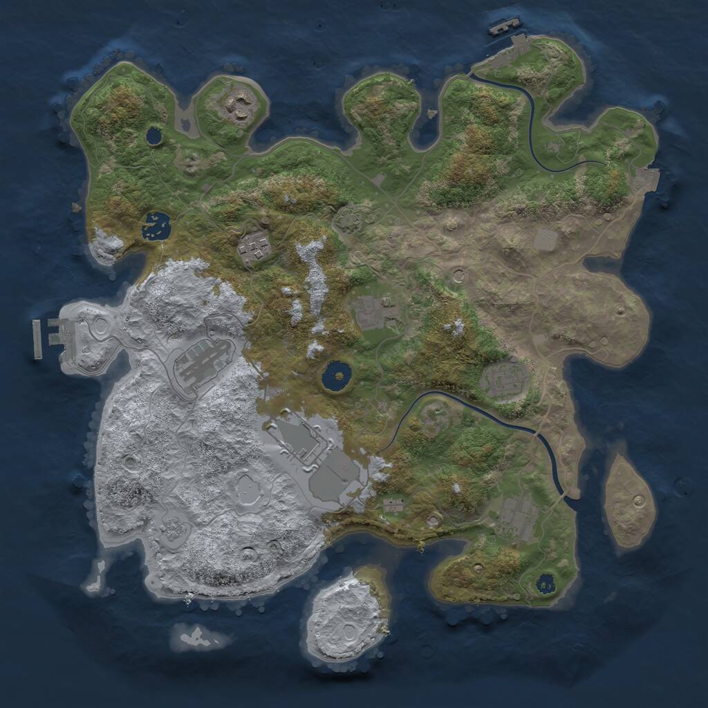 Rust Map: Procedural Map, Size: 3600, Seed: 119682311, 14 Monuments