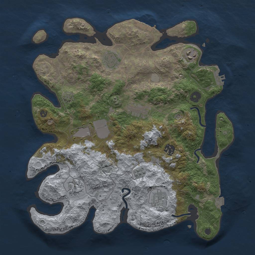Rust Map: Procedural Map, Size: 3500, Seed: 7346055, 16 Monuments