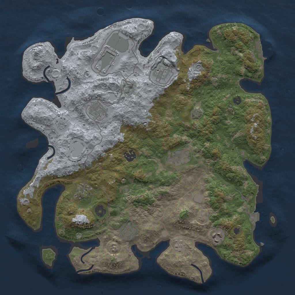 Rust Map: Procedural Map, Size: 3800, Seed: 82258150, 16 Monuments