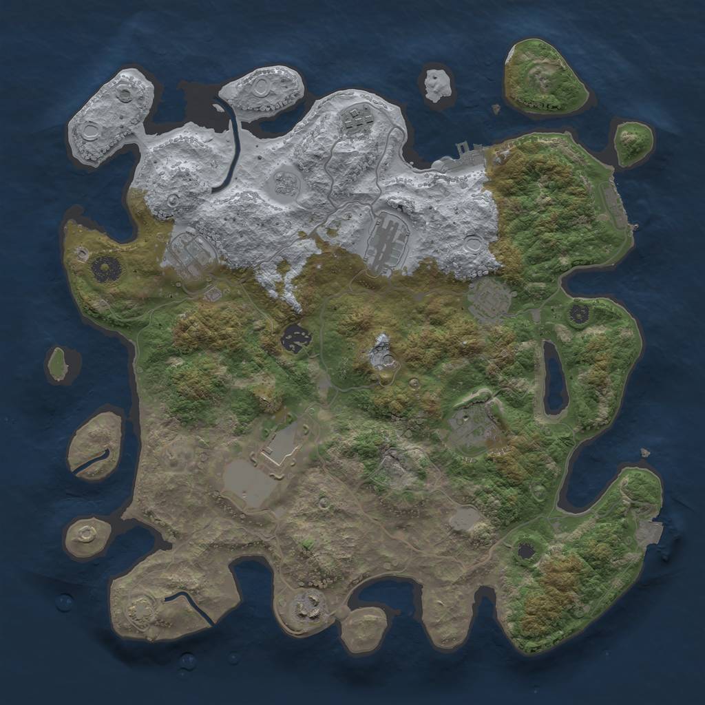 Rust Map: Procedural Map, Size: 3700, Seed: 20414613, 16 Monuments