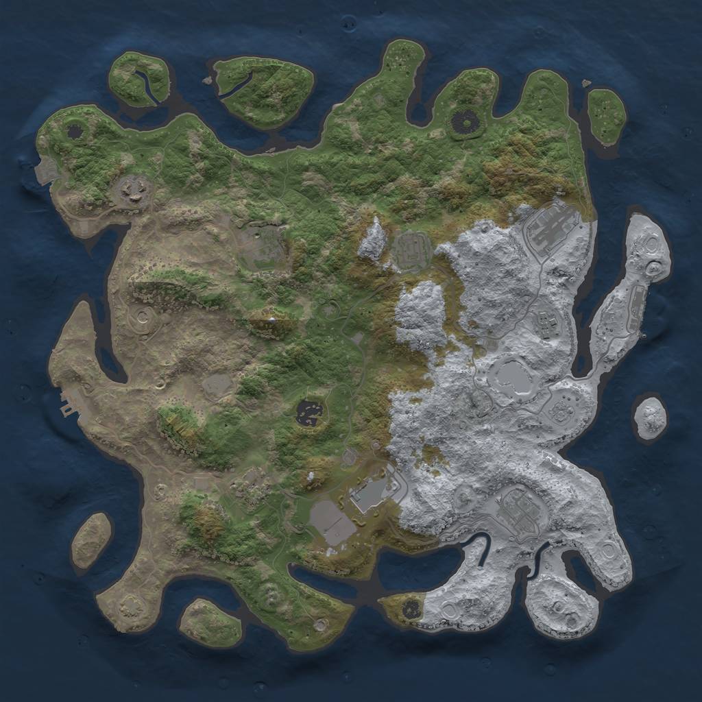 Rust Map: Procedural Map, Size: 3950, Seed: 5354071, 17 Monuments