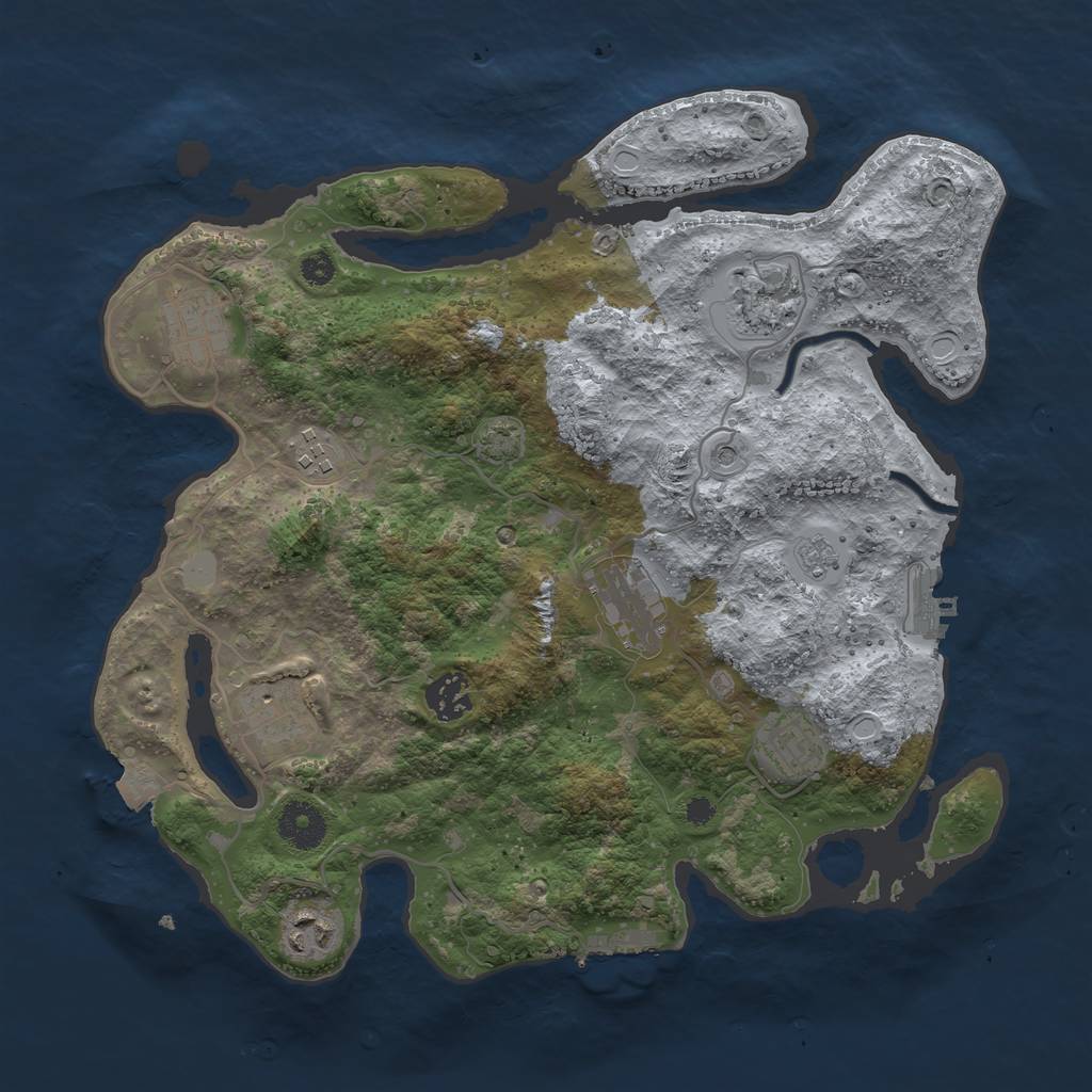 Rust Map: Procedural Map, Size: 3450, Seed: 53742227, 16 Monuments
