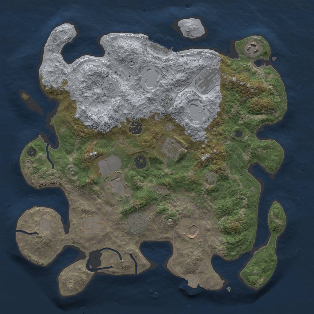 Rust Map: Procedural Map, Size: 3600, Seed: 347333, 16 Monuments