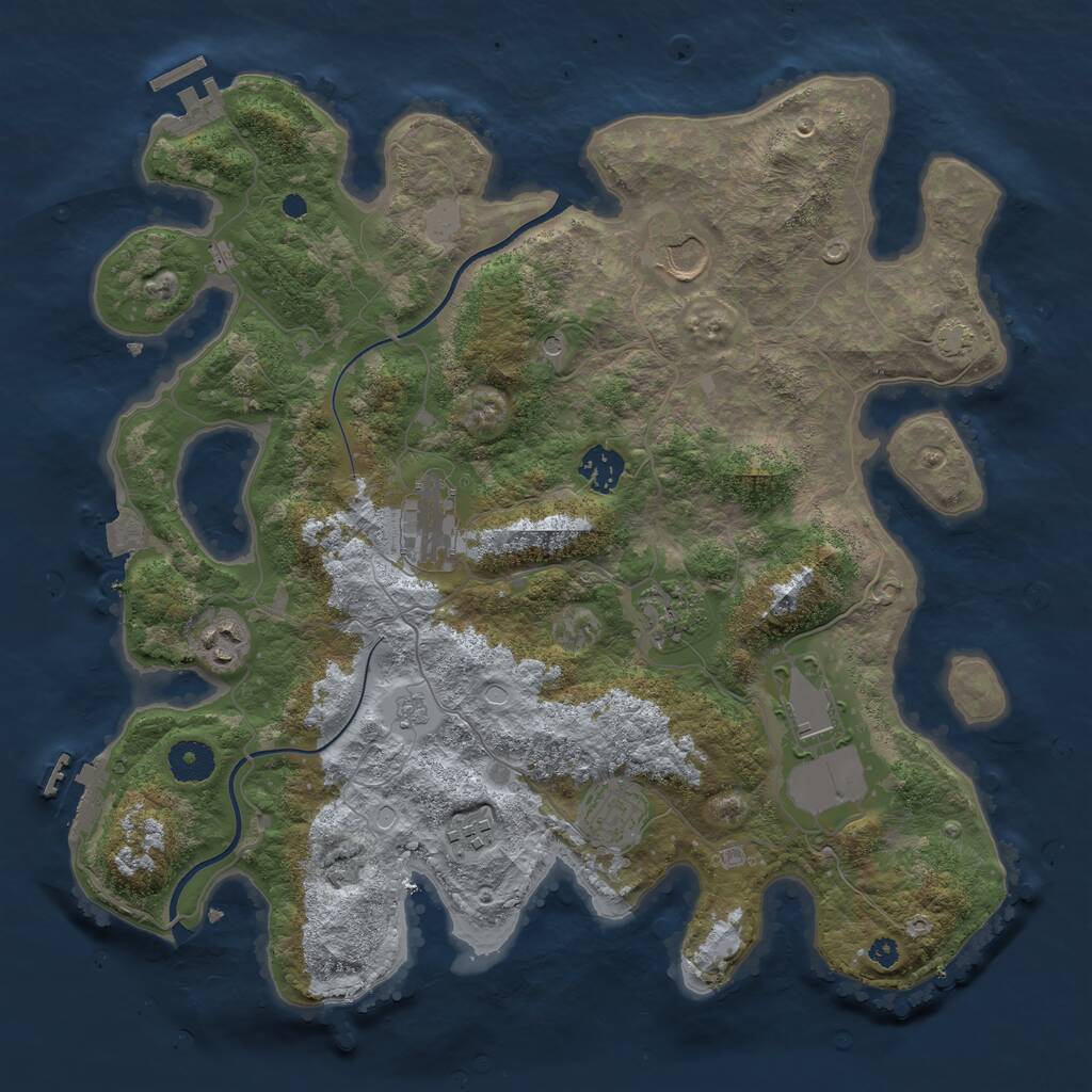 Rust Map: Procedural Map, Size: 3700, Seed: 52091400, 14 Monuments