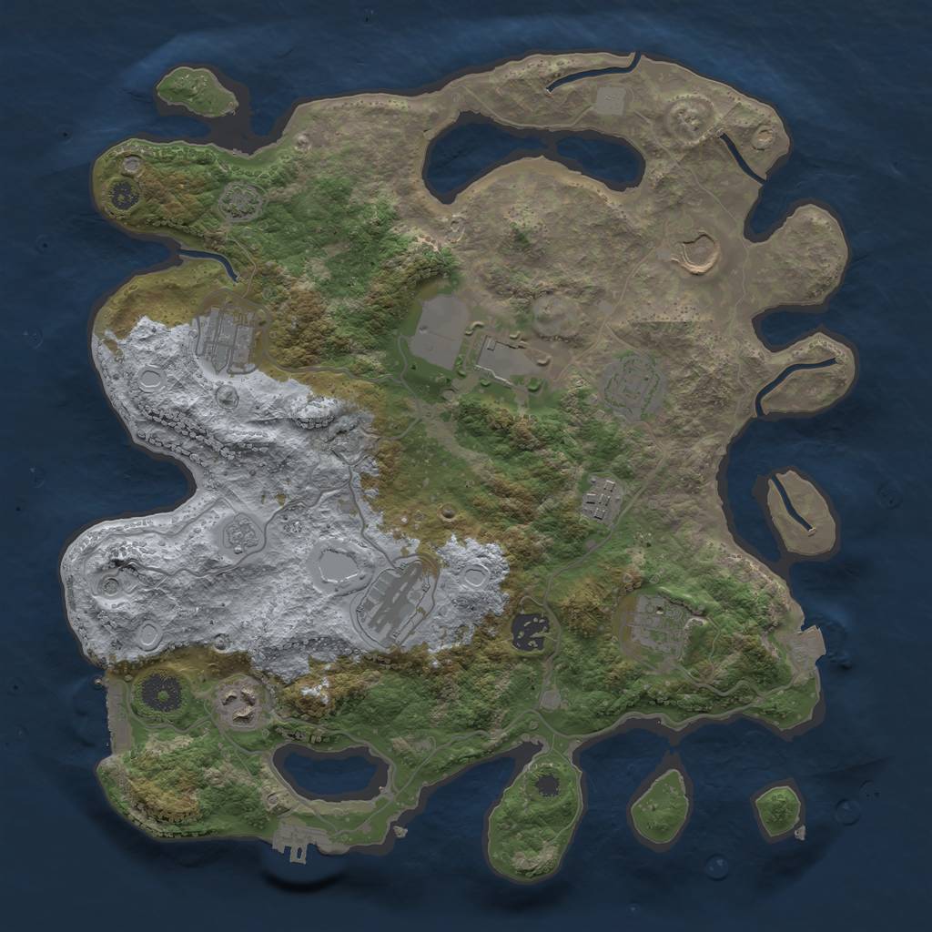 Rust Map: Procedural Map, Size: 3500, Seed: 58521841, 17 Monuments