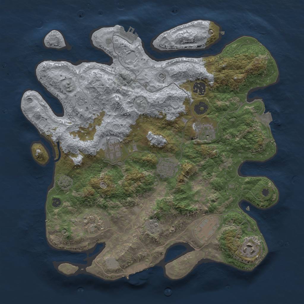 Rust Map: Procedural Map, Size: 3450, Seed: 81629359, 16 Monuments