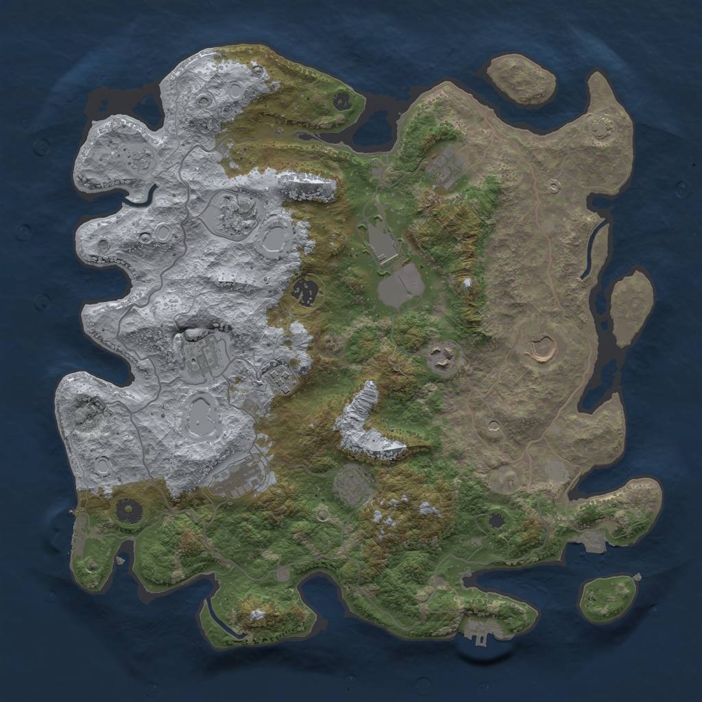 Rust Map: Procedural Map, Size: 4000, Seed: 7668520, 18 Monuments
