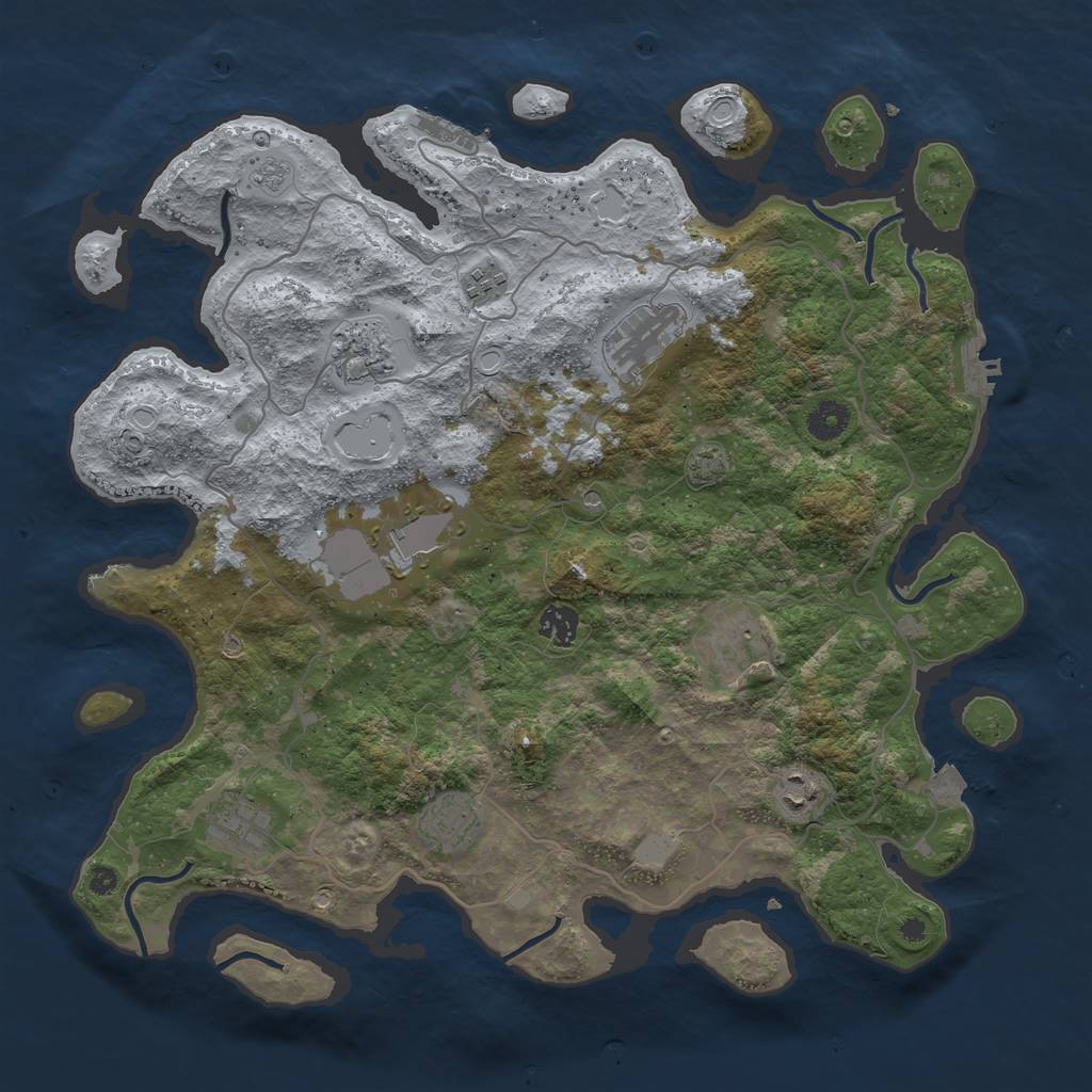 Rust Map: Procedural Map, Size: 4000, Seed: 75452753, 17 Monuments