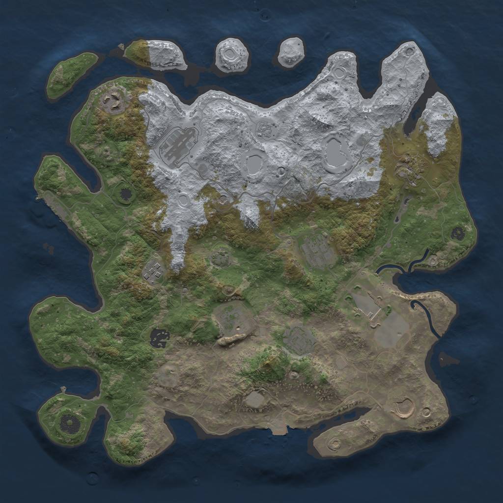 Rust Map: Procedural Map, Size: 3750, Seed: 3325107, 17 Monuments
