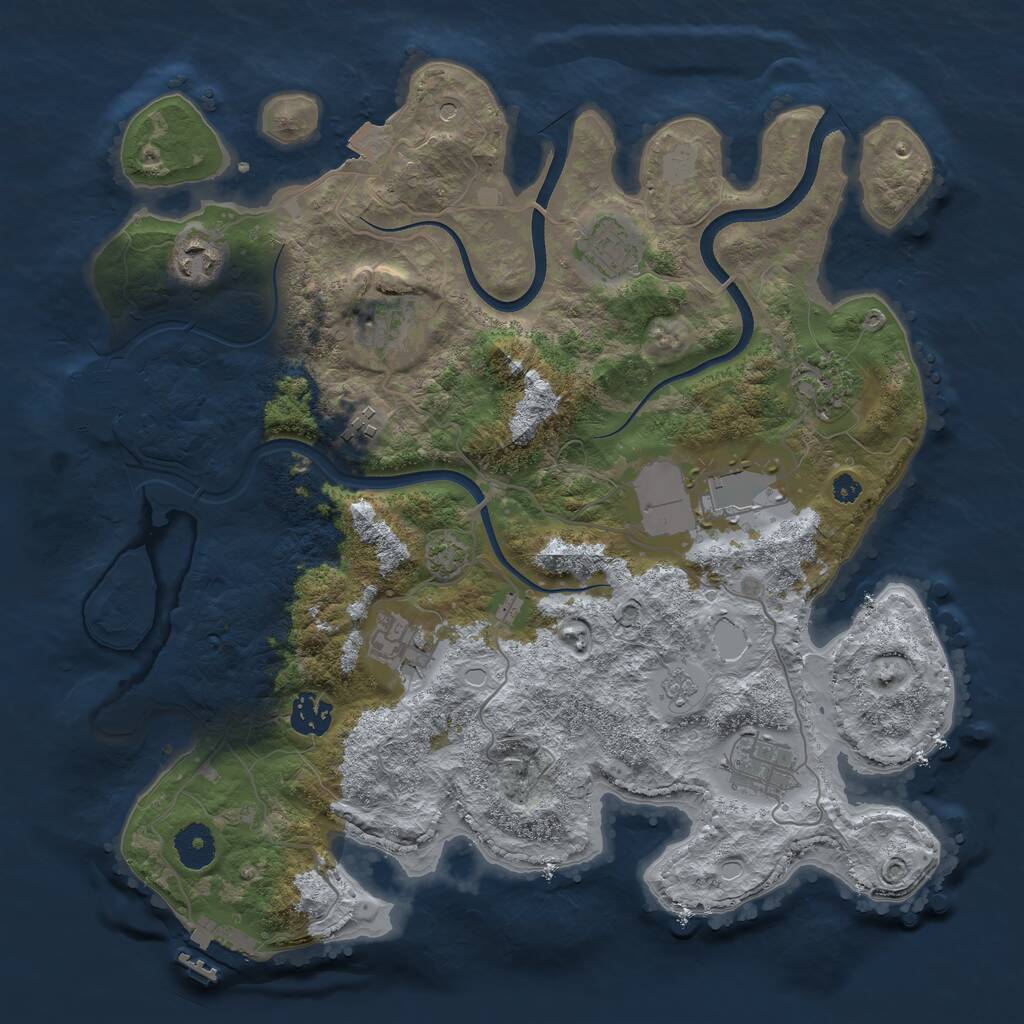 Rust Map: Procedural Map, Size: 3600, Seed: 86612357, 15 Monuments