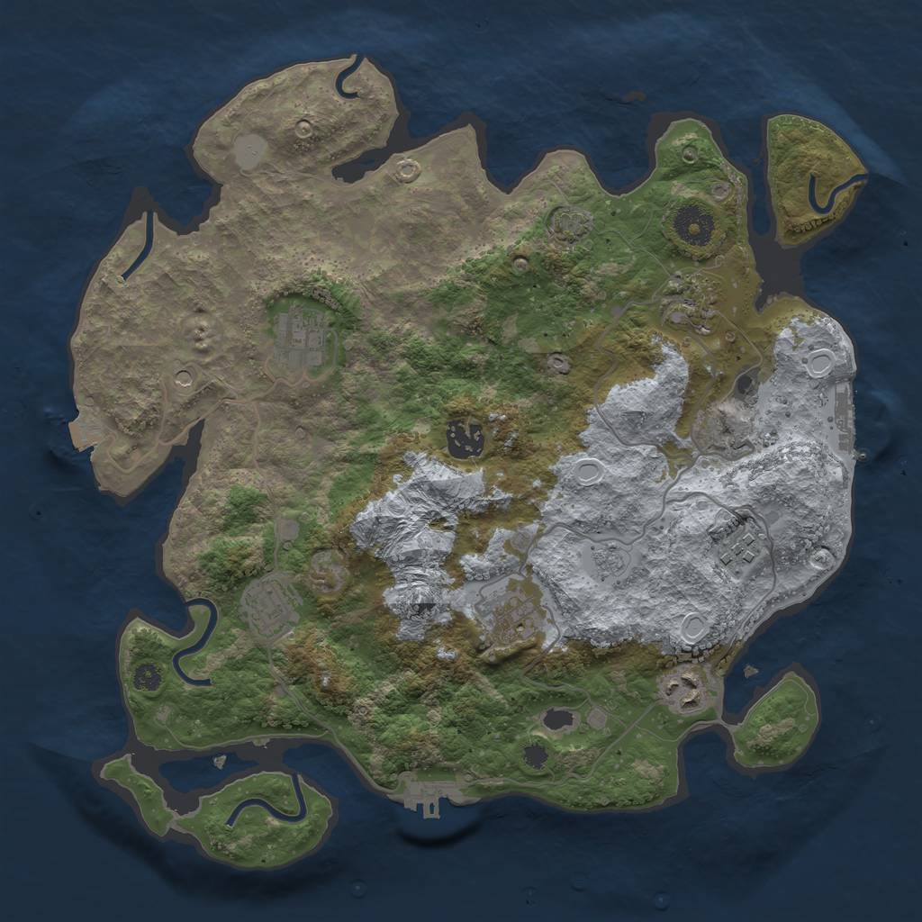 Rust Map: Procedural Map, Size: 3450, Seed: 93259158, 15 Monuments