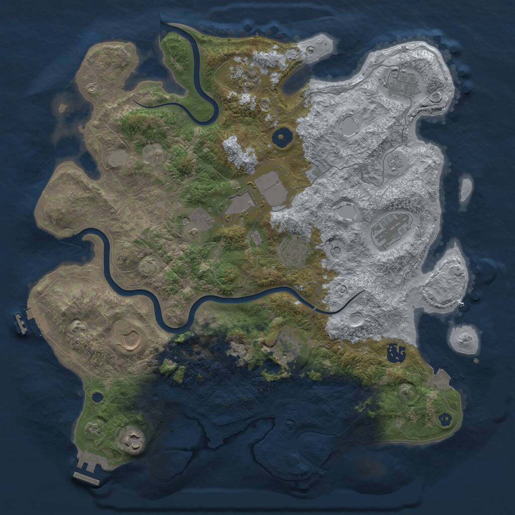 Rust Map: Procedural Map, Size: 3900, Seed: 75154742, 17 Monuments