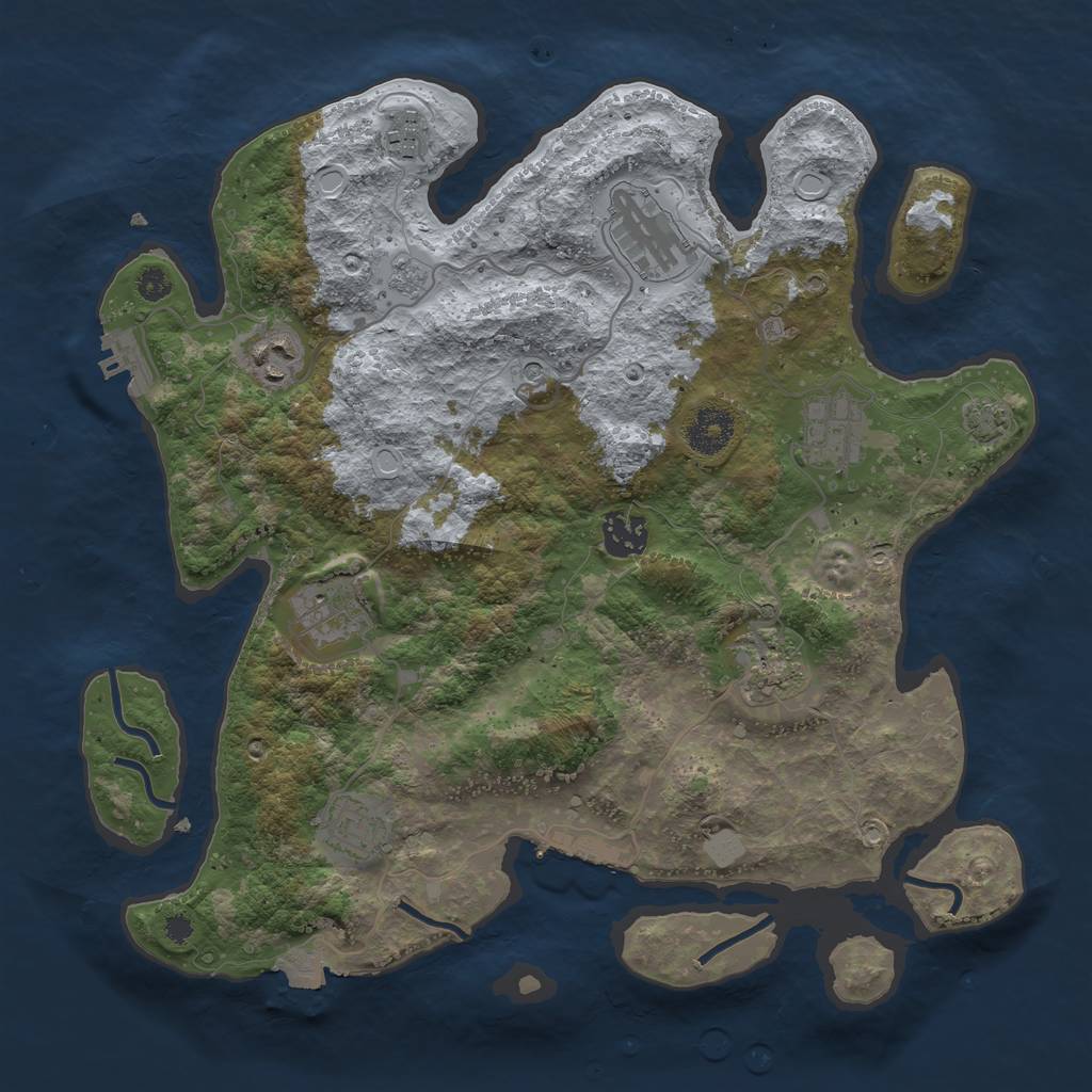 Rust Map: Procedural Map, Size: 3450, Seed: 89361885, 16 Monuments